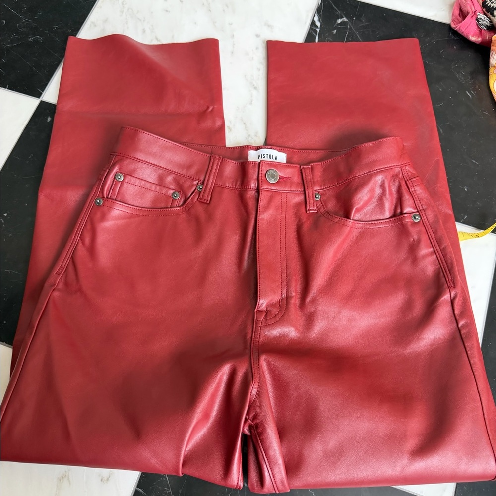 Pistola Red faux leather Jeans